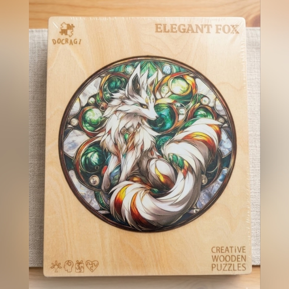 Wooden Puzzles for Adults - Elegant Fox Wooden Jigsaw Puzzle 11.4x11.4in 200 Pcs